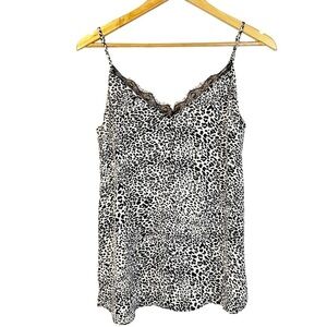Rachel Zoe Black & White Animal Leopard Print Lace Camisole